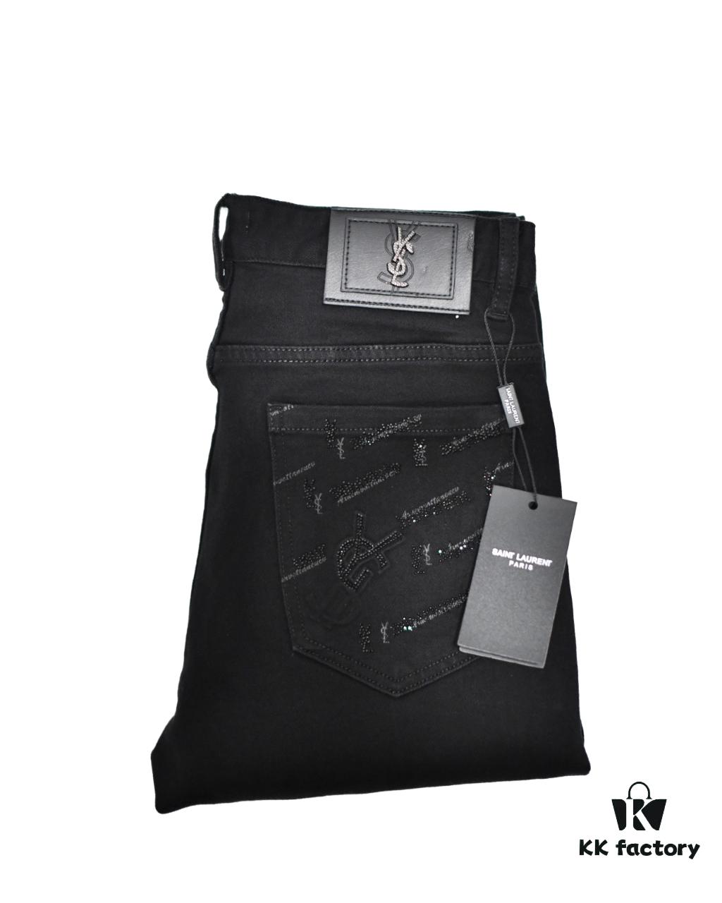 6931a35accd8ab3d7af97931 YSL Saint Laurent Rhinestone Premium Craftsmanship Jeans