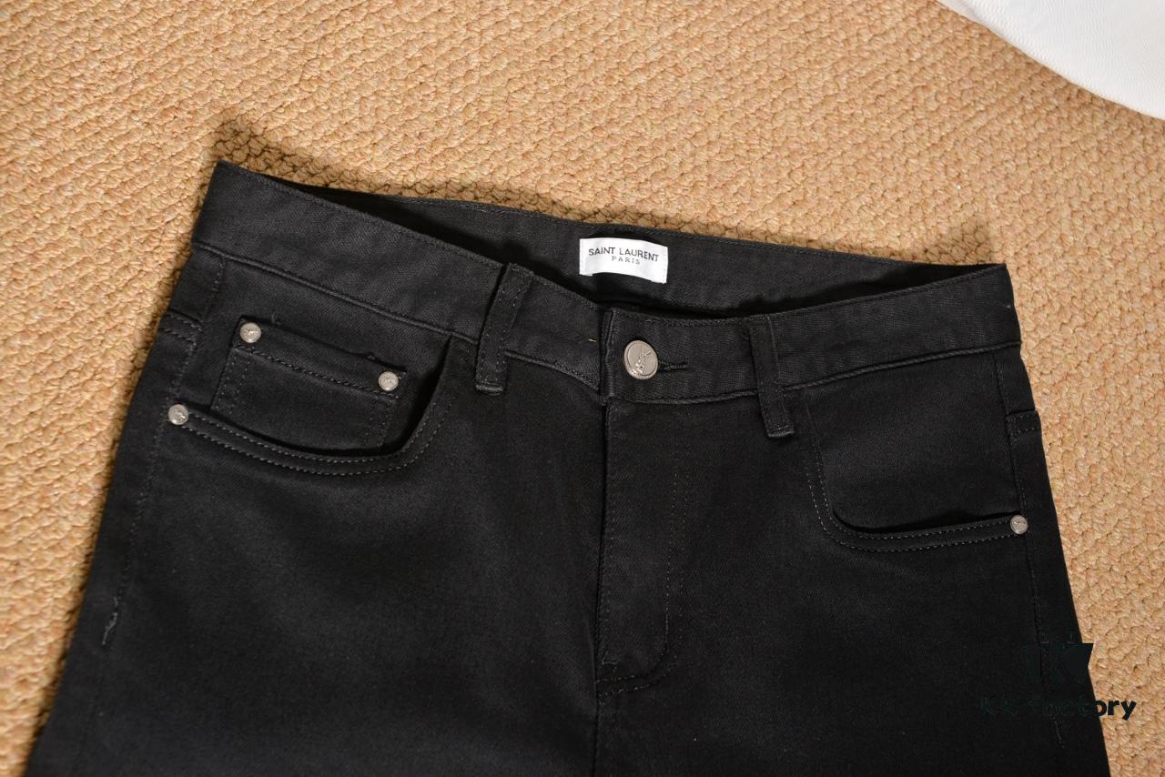 6931a35accd8ab3d7af9793b YSL Saint Laurent Rhinestone Premium Craftsmanship Jeans