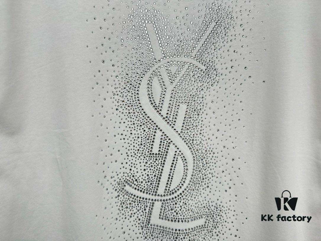 6931a362ccd8ab3d7af979b9 YSL Saint Laurent 25SS Rhinestone Short-Sleeve T-Shirt