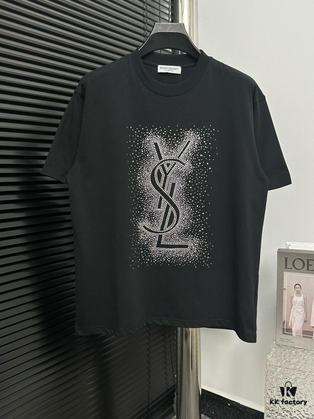 6931a362ccd8ab3d7af979bd YSL Saint Laurent 25SS Rhinestone Short Sleeve T-Shirt