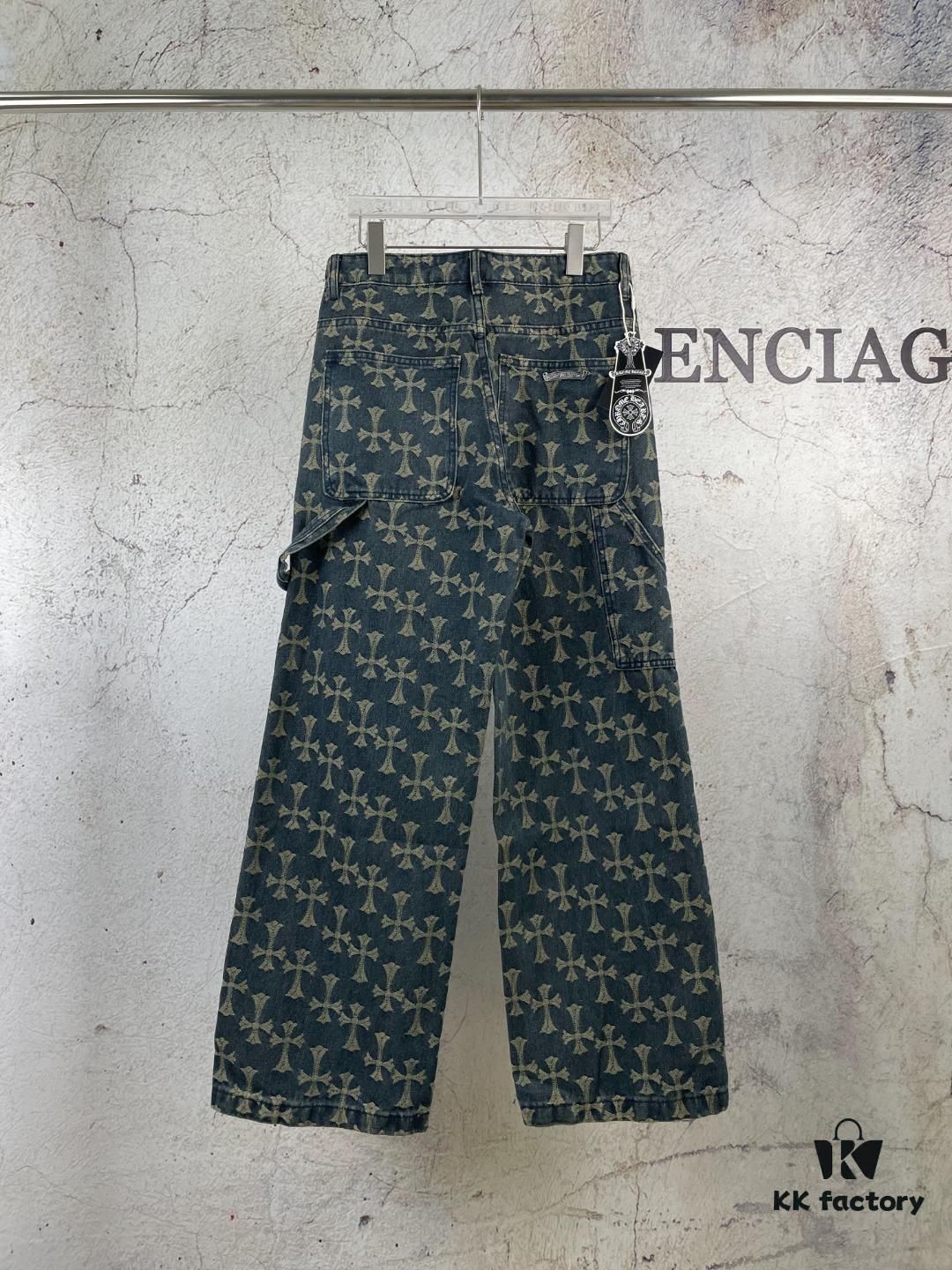 6931a364ccd8ab3d7af979e7 Chrome Hearts CH Full Print Jacquard Flared Denim Jeans