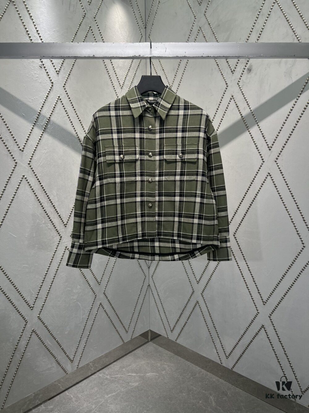 6931a369ccd8ab3d7af97a48 Chrome Hearts 2025 Spring/Summer New Cross Sanskrit Print Plaid Shirt Jacket with Quilted Lining, Unisex Style