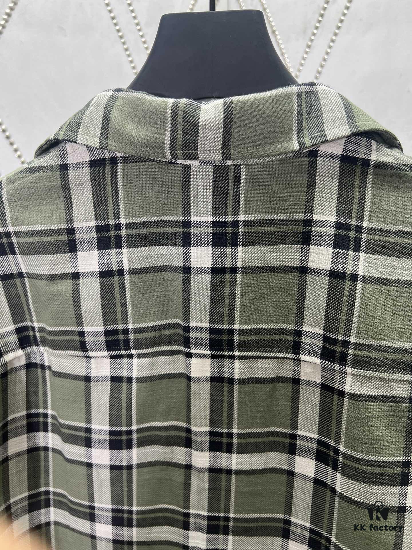 Chrome Hearts 2025 Spring/Summer New Cross Sanskrit Print Plaid Shirt Jacket with Quilted Lining, Unisex Style
