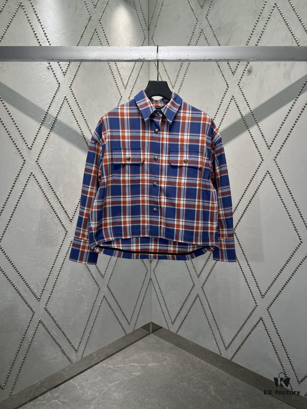 6931a36accd8ab3d7af97a51 Chrome Hearts 2025 Spring/Summer New Cross Sanskrit Print Plaid Shirt Jacket with Padding Unisex