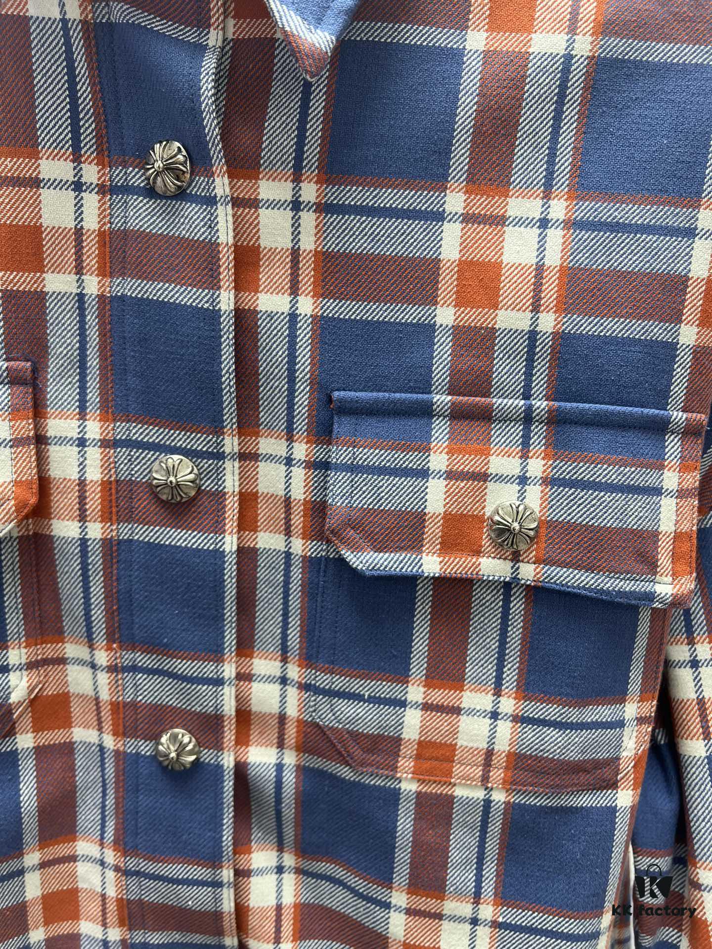 Chrome Hearts 2025 Spring/Summer New Cross Sanskrit Print Plaid Shirt Jacket with Padding Unisex