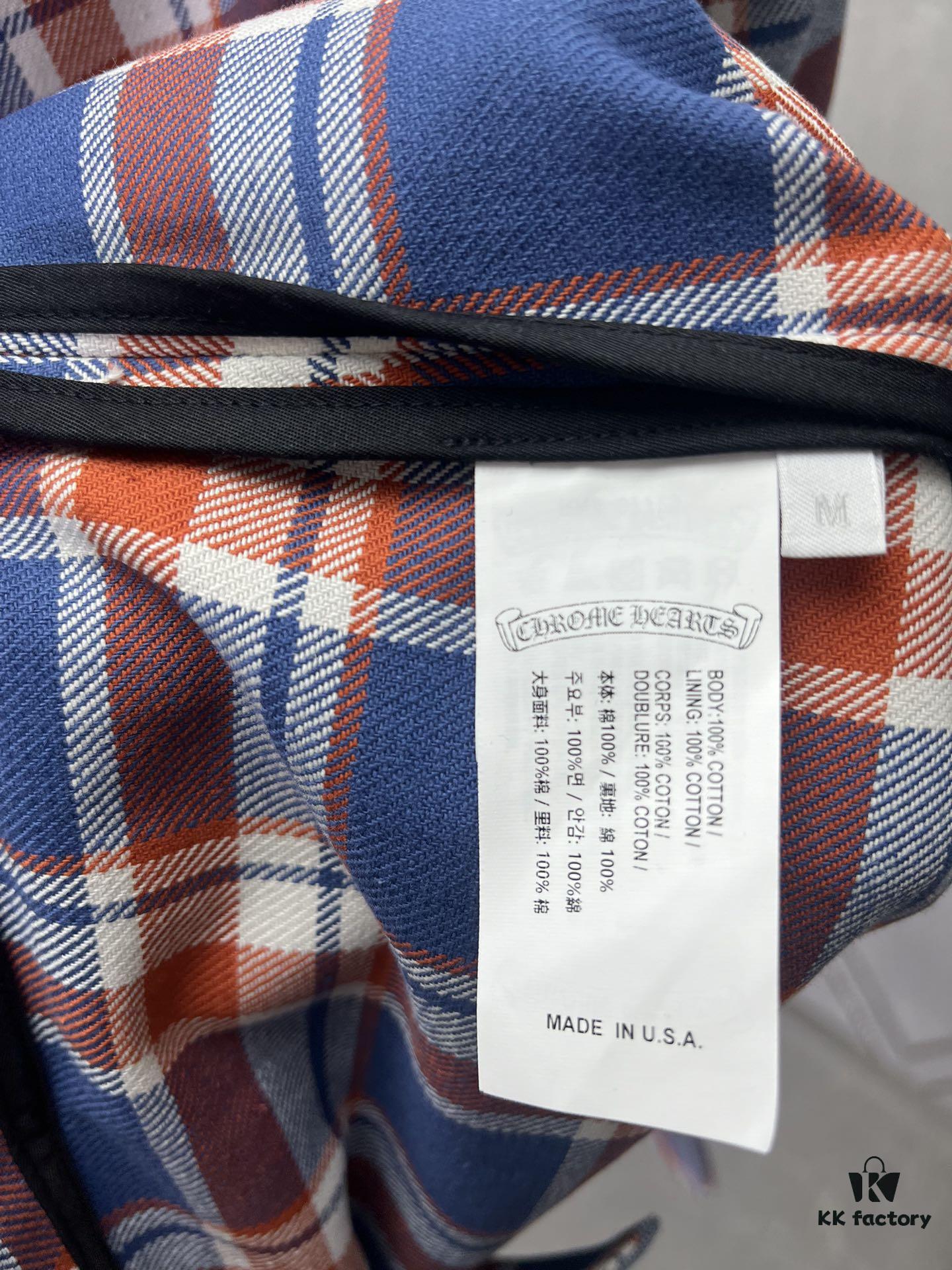 Chrome Hearts 2025 Spring/Summer New Cross Sanskrit Print Plaid Shirt Jacket with Padding Unisex