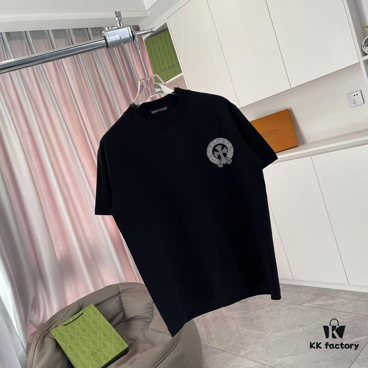 6931a370ccd8ab3d7af97ac8 Ch Kro *2025 Summer New Arrival Buddhist Mantra Cross Horseshoe Print Short Sleeve T-Shirt Custom 300g Fabric Unisex