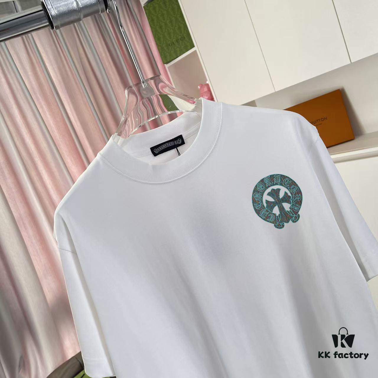 6931a370ccd8ab3d7af97ad1 CH Crochet 2025 Summer New Arrival Buddhist Scripture Cross and Horseshoe Print Short Sleeve T-Shirt Custom 300g Fabric Unisex