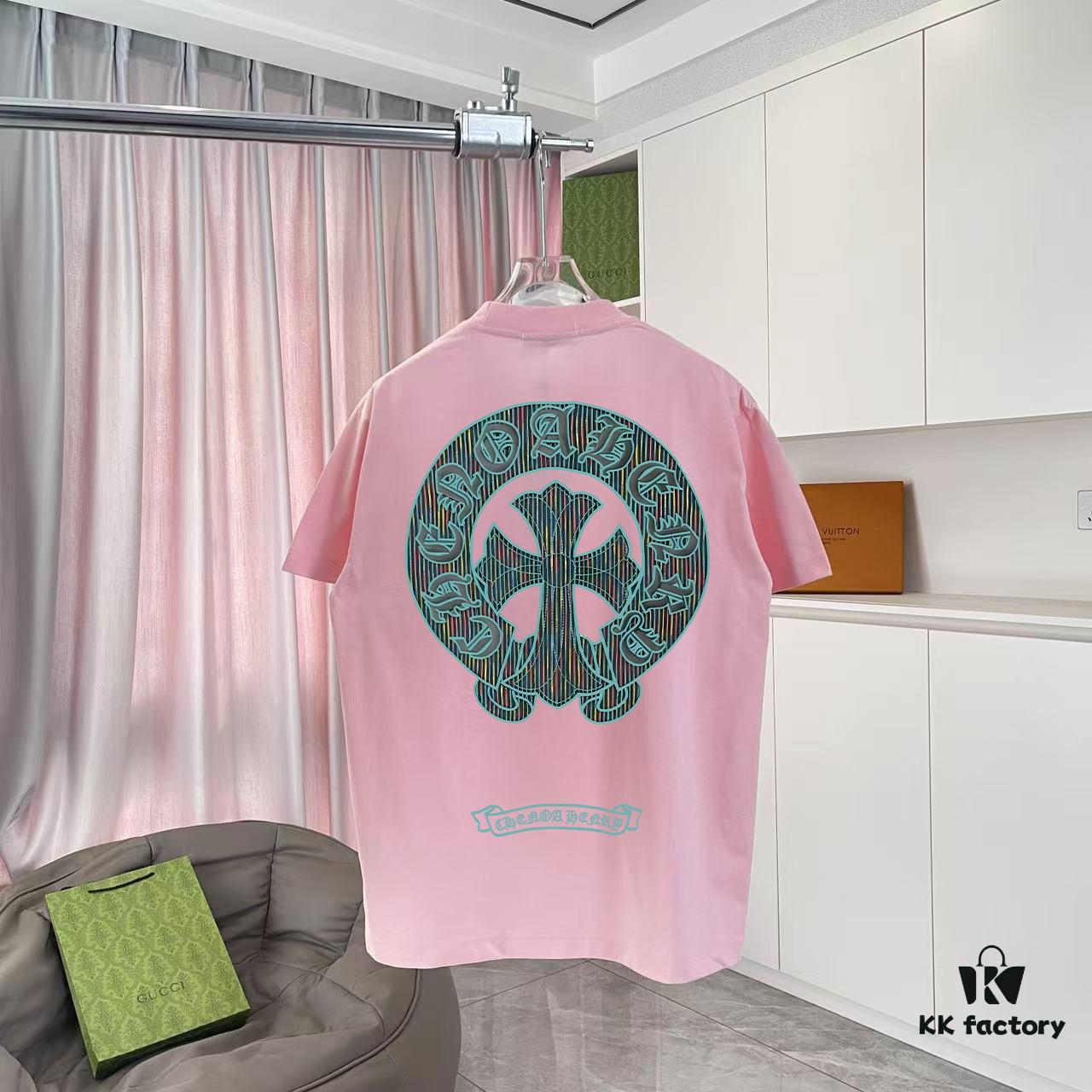 6931a371ccd8ab3d7af97add CH Crochet 2025 Summer New Arrival Buddhist Mantra Cross Horseshoe Print Short Sleeve T-Shirt Custom 300g Fabric Unisex