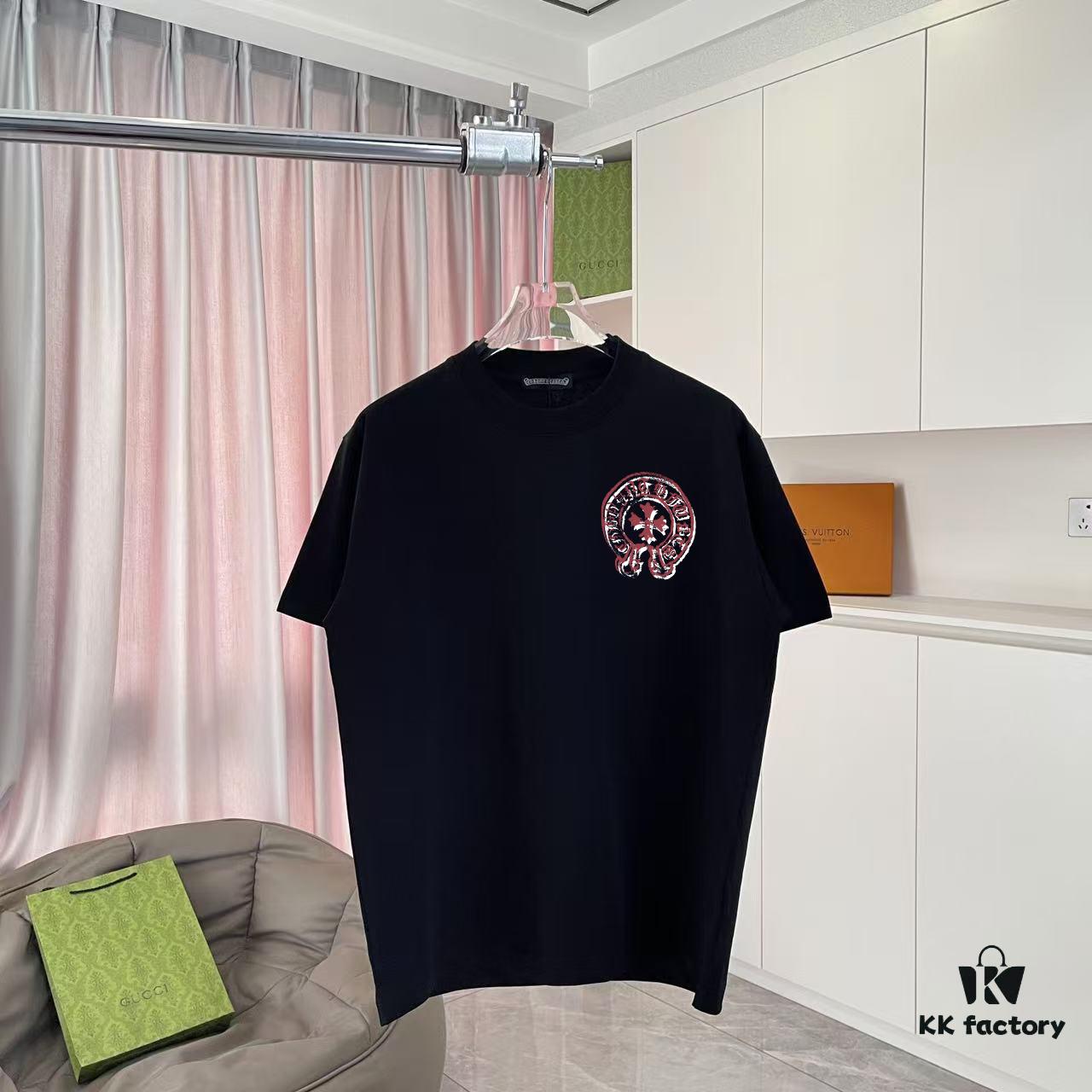 6931a372ccd8ab3d7af97aef chクロ 2025 Summer New Arrival Buddhist Mantra Cross Horseshoe Print Short Sleeve T-Shirt Custom 300g Fabric Unisex