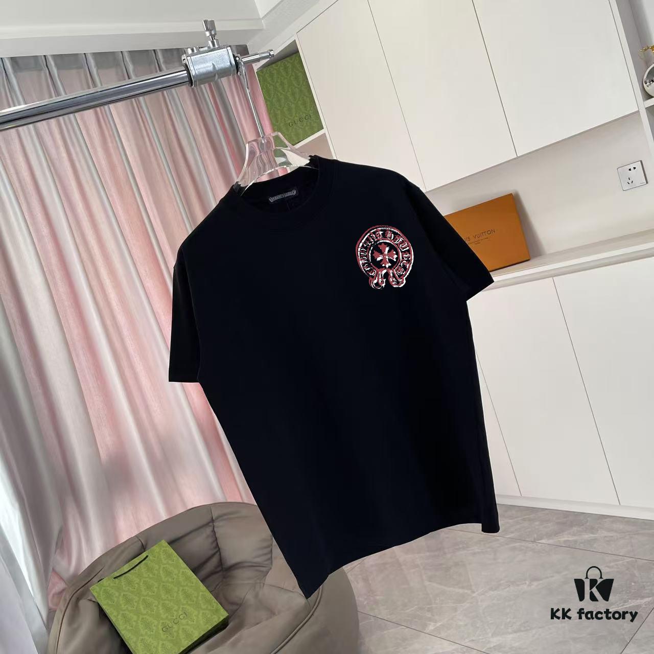 6931a372ccd8ab3d7af97af0 chクロ 2025 Summer New Arrival Buddhist Mantra Cross Horseshoe Print Short Sleeve T-Shirt Custom 300g Fabric Unisex