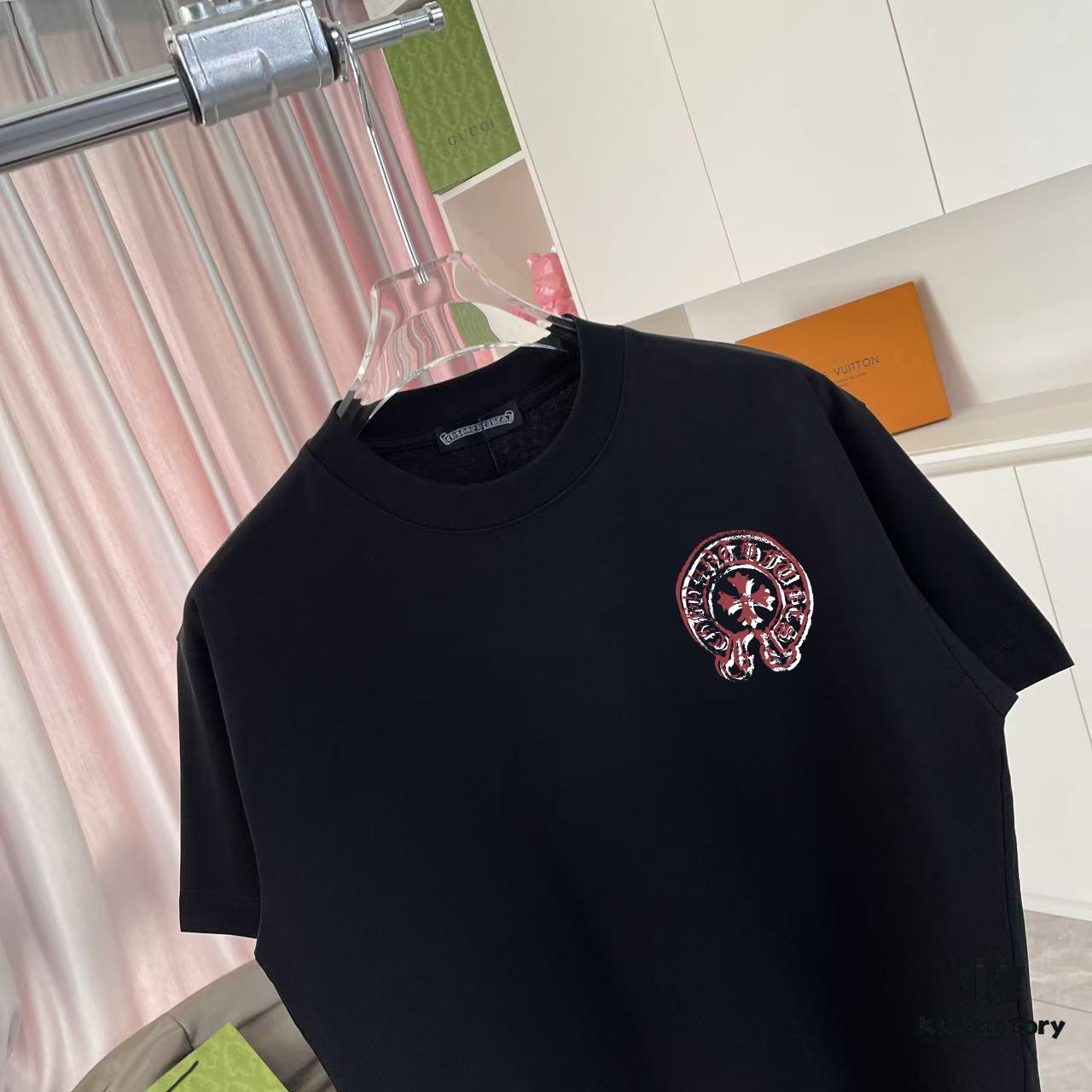 6931a372ccd8ab3d7af97af1 chクロ 2025 Summer New Arrival Buddhist Mantra Cross Horseshoe Print Short Sleeve T-Shirt Custom 300g Fabric Unisex
