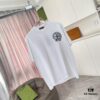CH Crochet 2025 Summer New Arrival Buddhist Scripture Cross and Horseshoe Print Short Sleeve T-Shirt Custom 300g Fabric Unisex