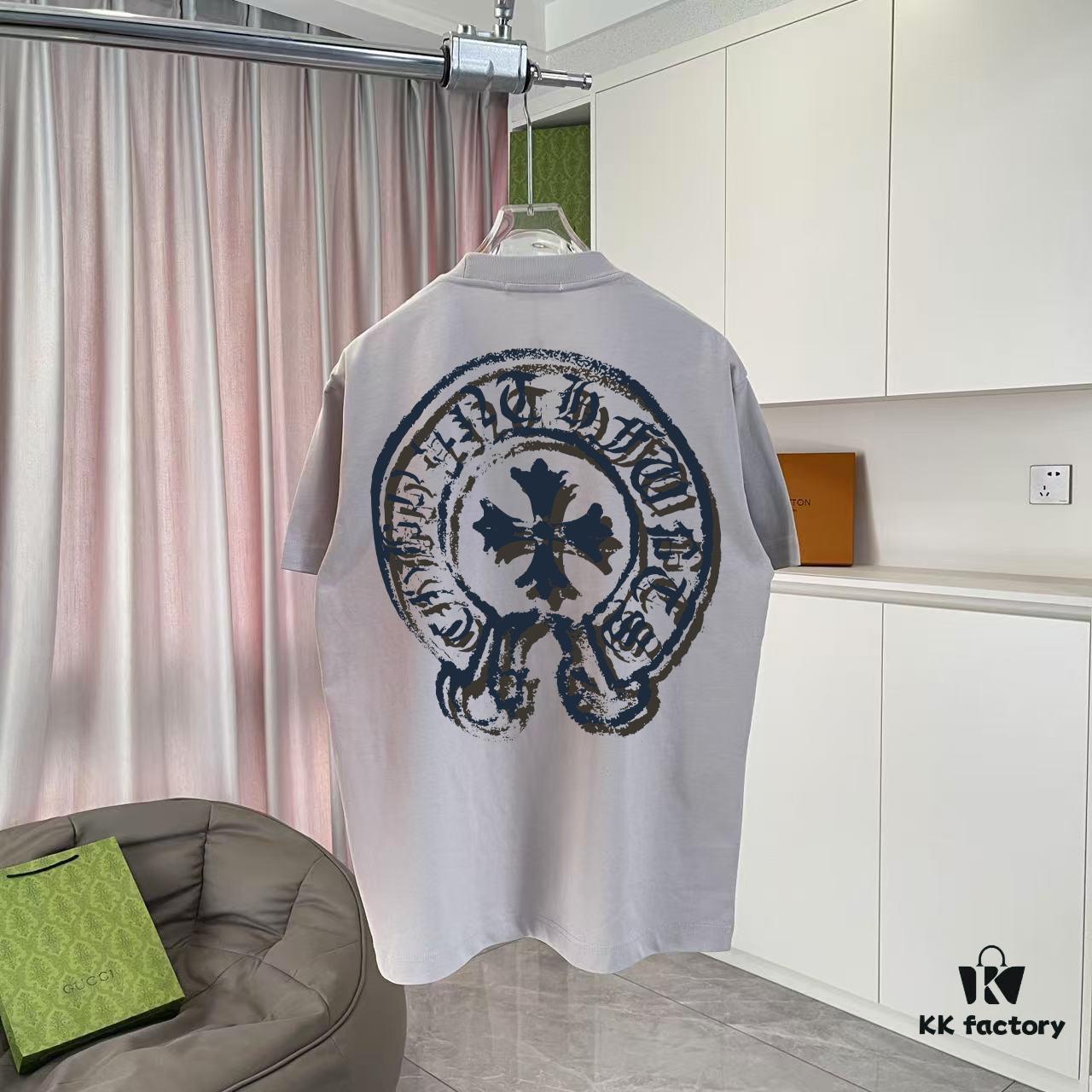 6931a374ccd8ab3d7af97afe CH Crochet 2025 Summer New Arrival Buddhist Scripture Cross Hoof Print Short Sleeve T-Shirt Custom 300g Fabric Unisex