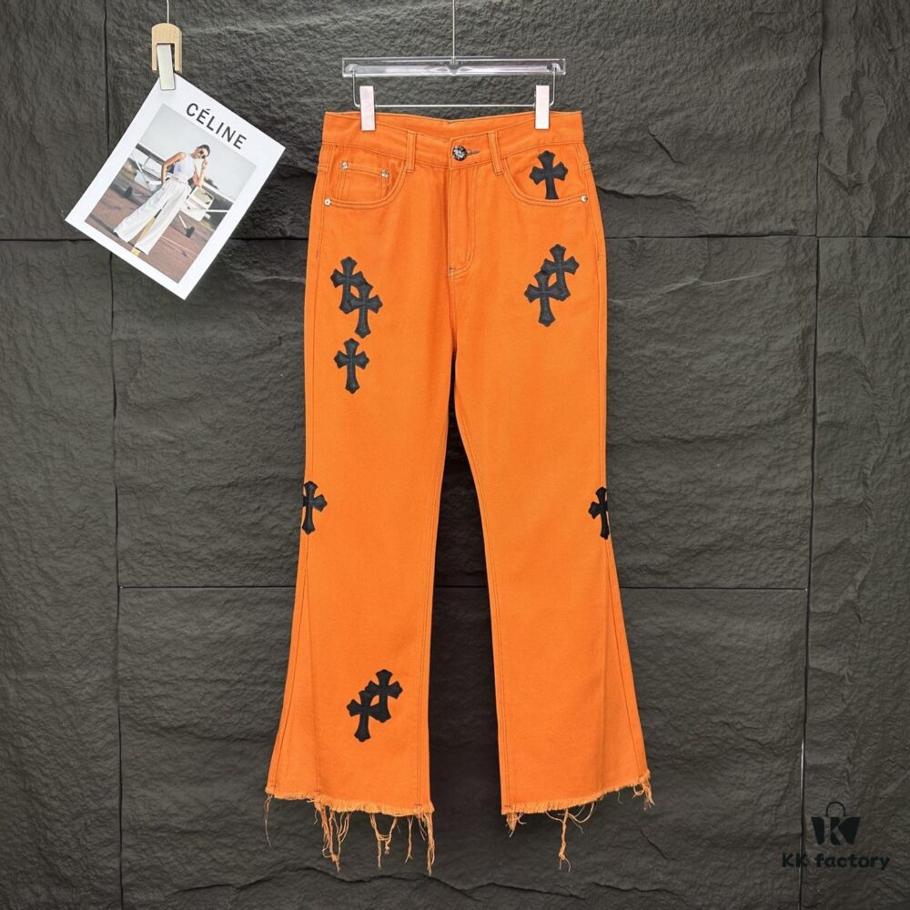 6931a379ccd8ab3d7af97b56 Chrome Hearts 2025 New Limited Edition Bull Denim Pants with Cross Patch, Flared Washed Jeans