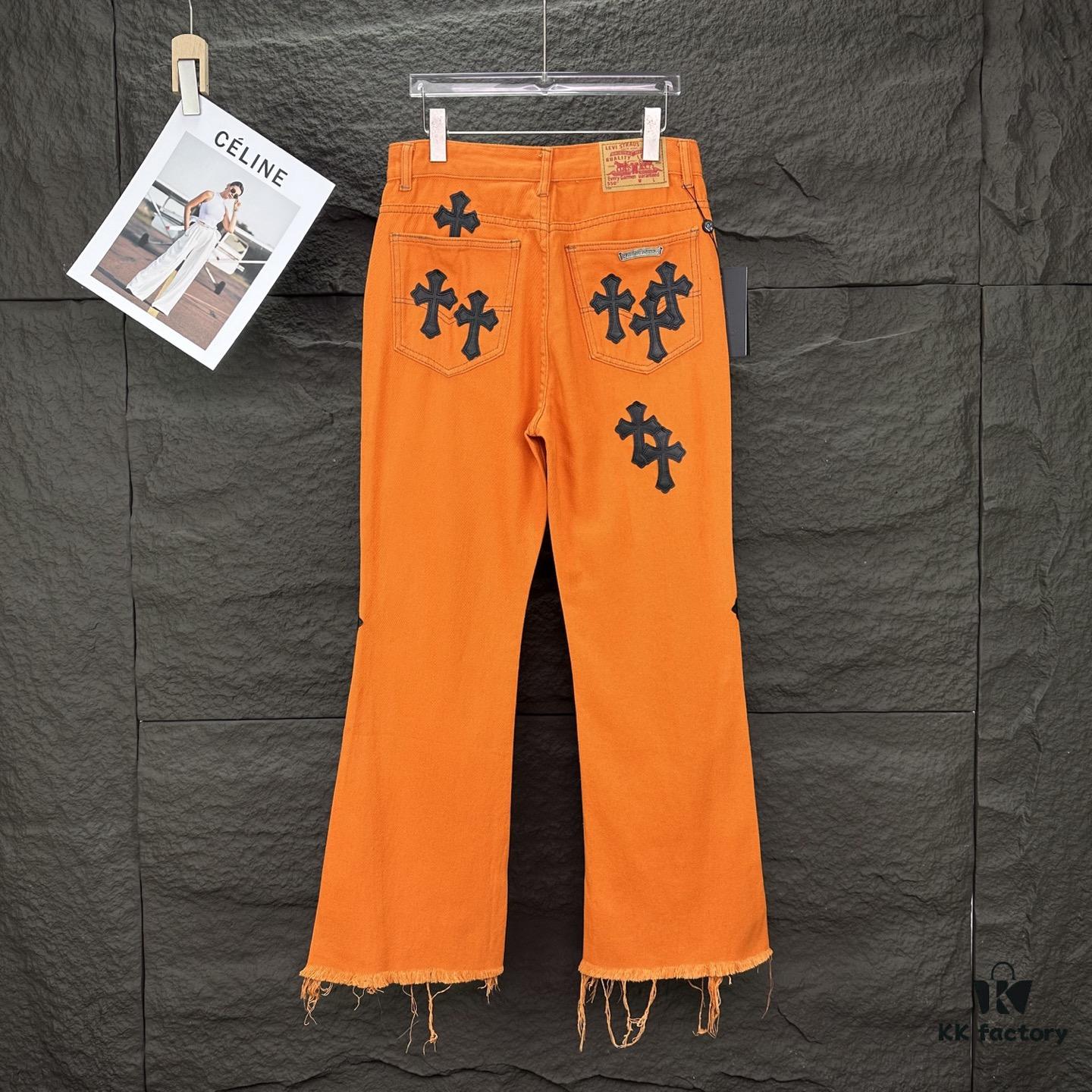 6931a379ccd8ab3d7af97b57 Chrome Hearts 2025 New Limited Edition Bull Denim Pants with Cross Patch, Flared Washed Jeans