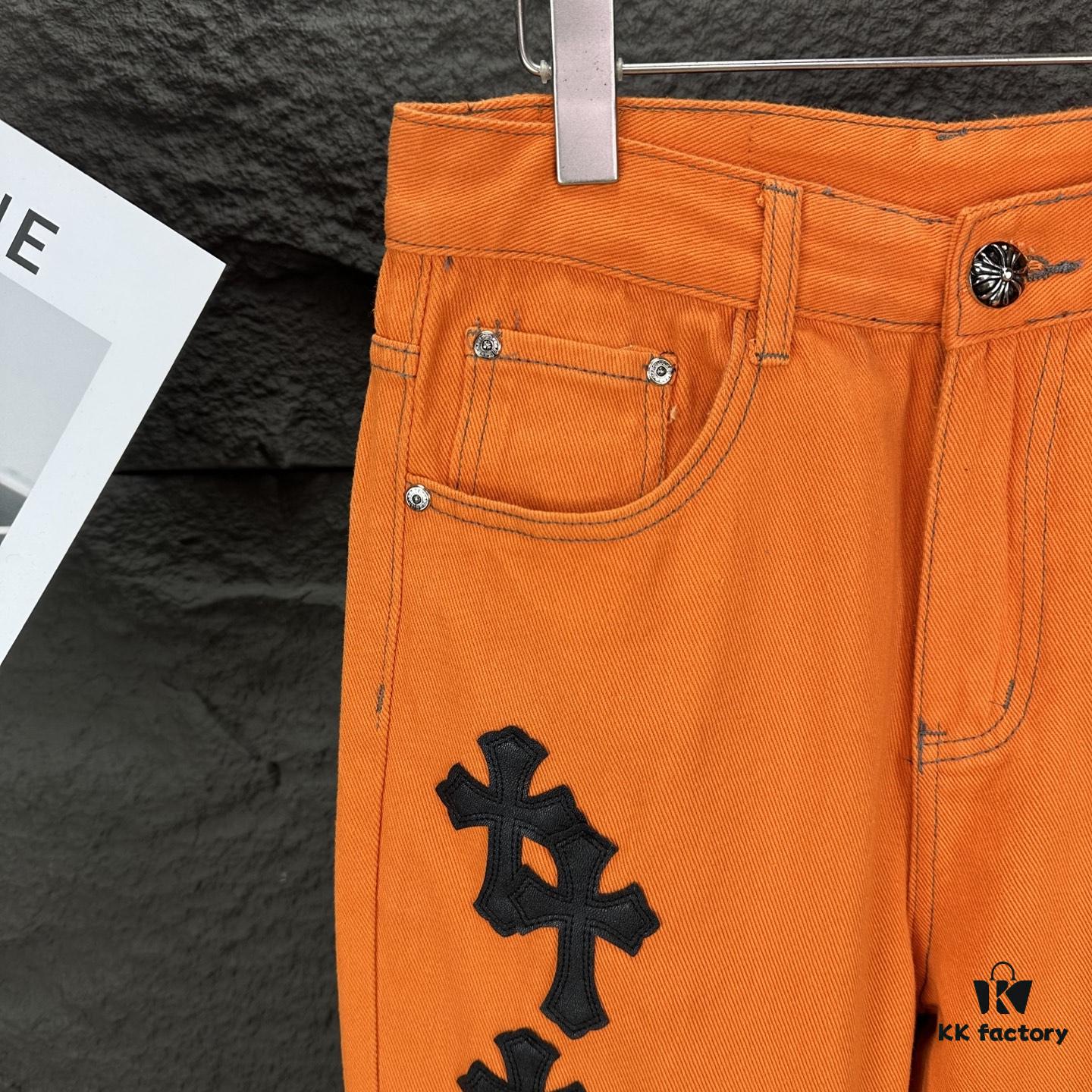 6931a379ccd8ab3d7af97b59 Chrome Hearts 2025 New Limited Edition Bull Denim Pants with Cross Patch, Flared Washed Jeans