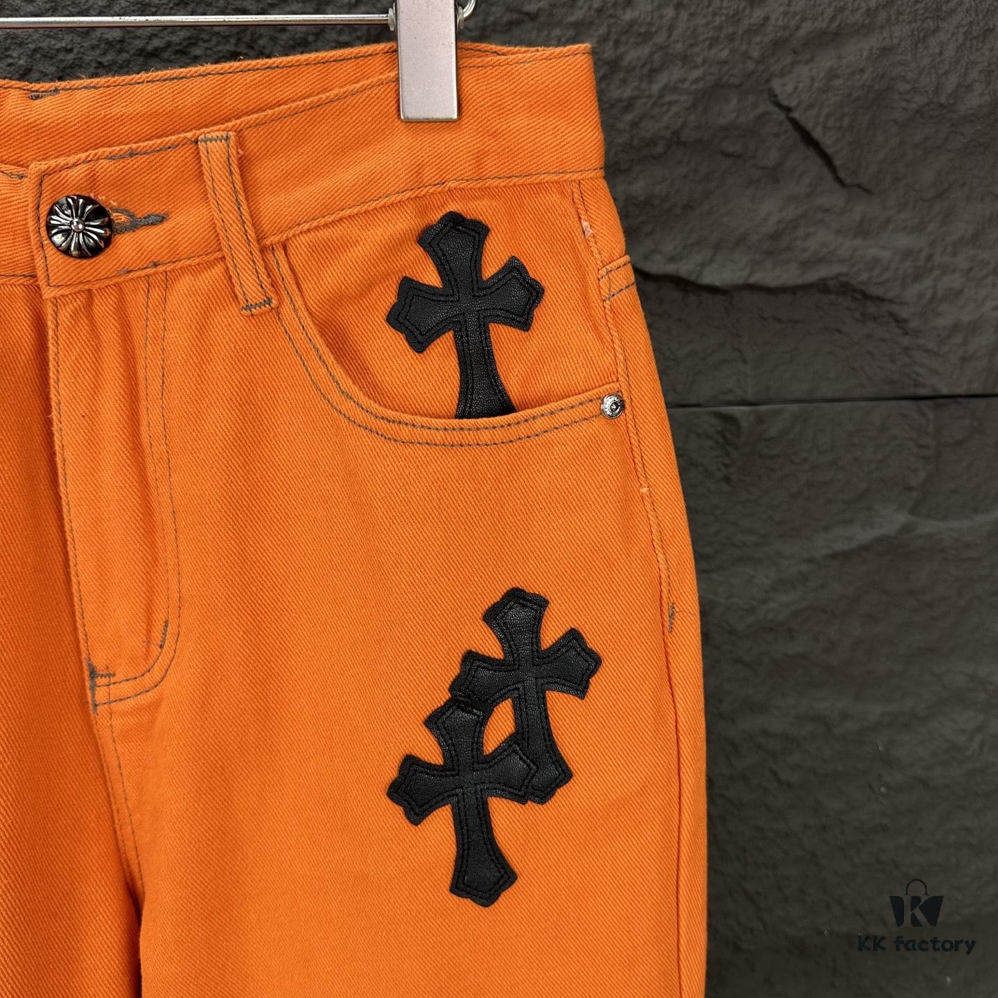 6931a379ccd8ab3d7af97b5a Chrome Hearts 2025 New Limited Edition Bull Denim Pants with Cross Patch, Flared Washed Jeans