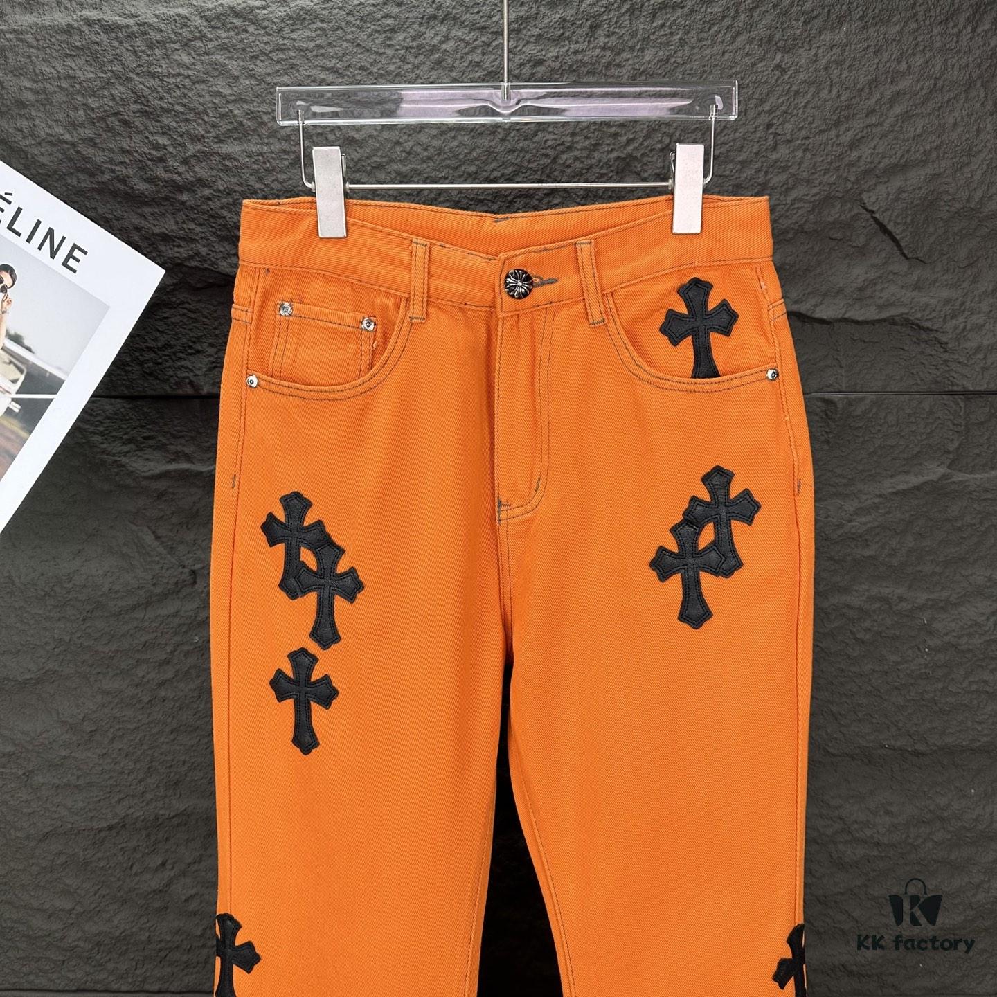 6931a37accd8ab3d7af97b5c Chrome Hearts 2025 New Limited Edition Bull Denim Pants with Cross Patch, Flared Washed Jeans