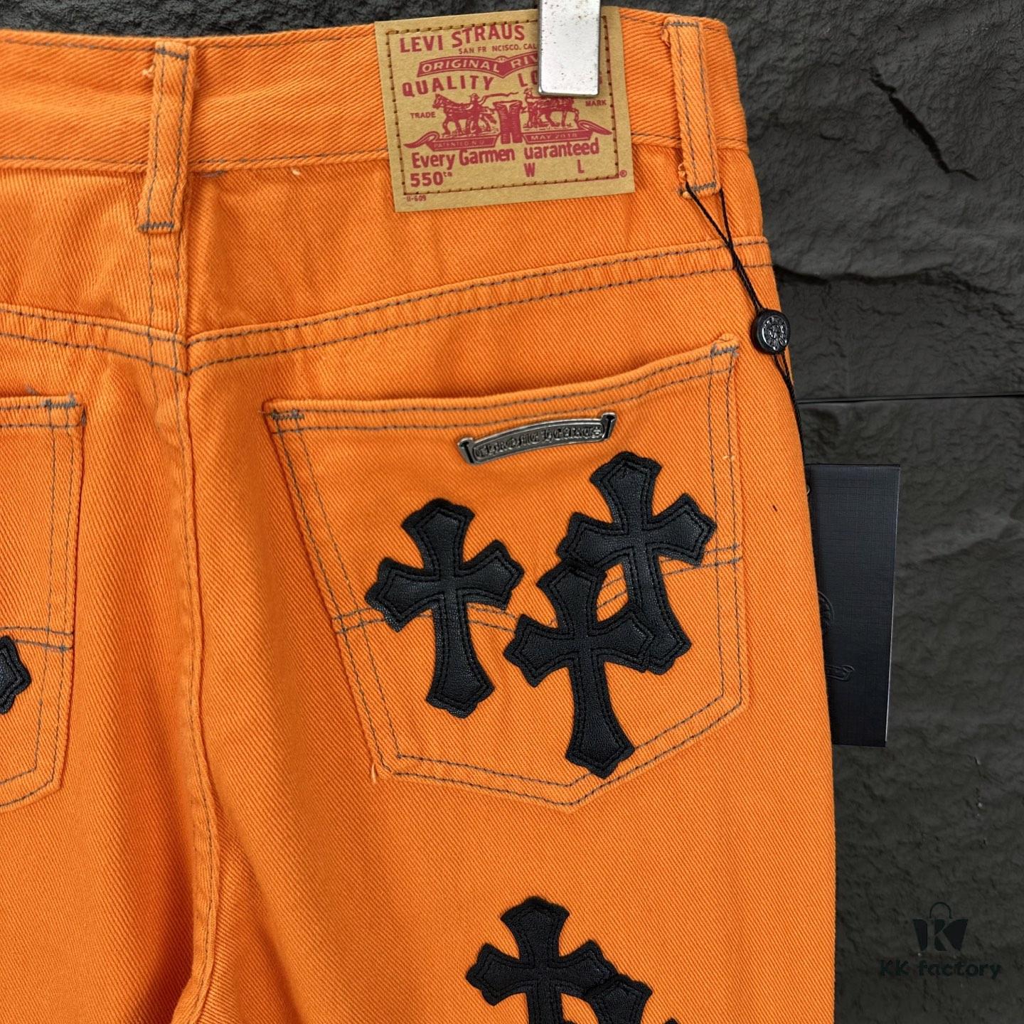 6931a37accd8ab3d7af97b5f Chrome Hearts 2025 New Limited Edition Bull Denim Pants with Cross Patch, Flared Washed Jeans