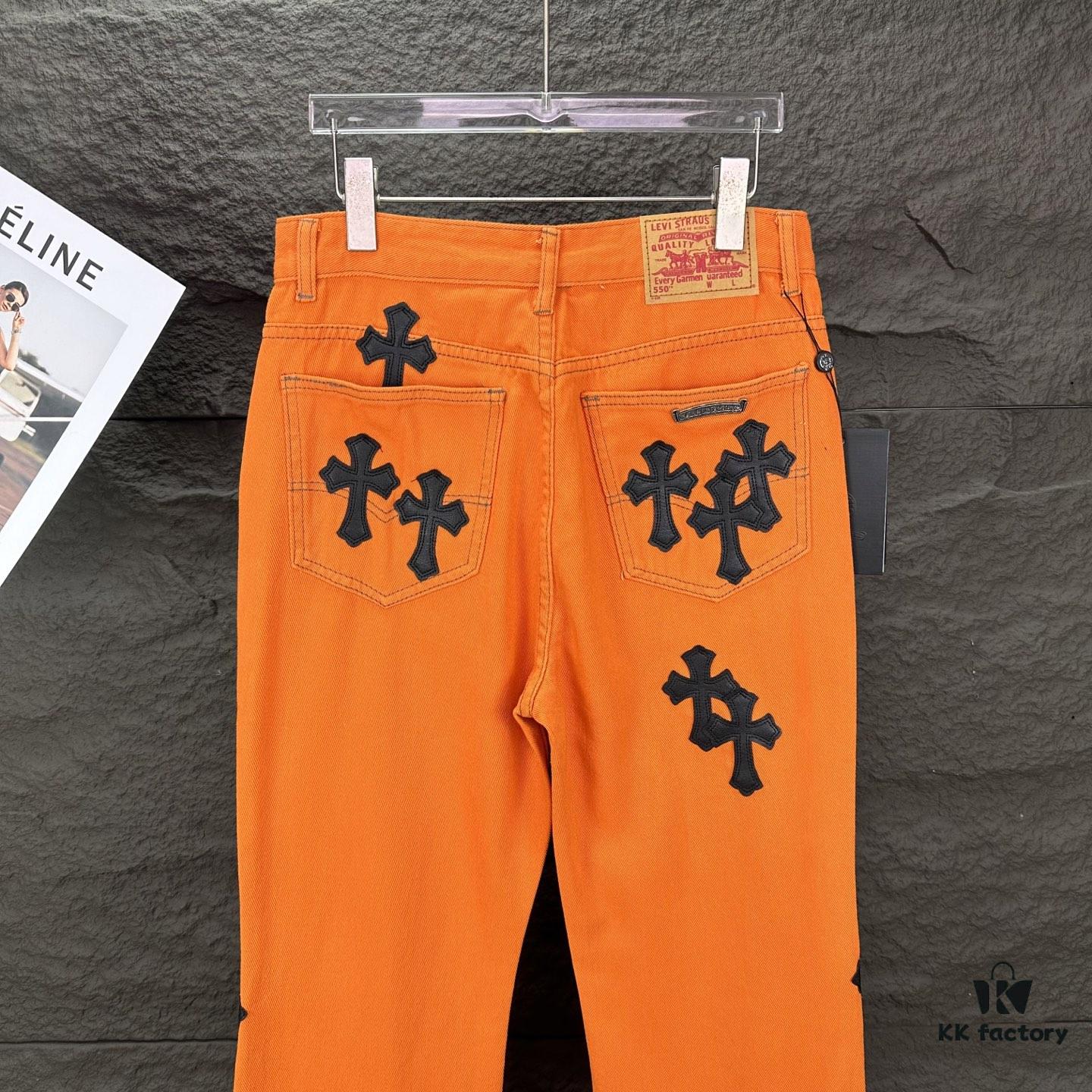 6931a37accd8ab3d7af97b61 Chrome Hearts 2025 New Limited Edition Bull Denim Pants with Cross Patch, Flared Washed Jeans