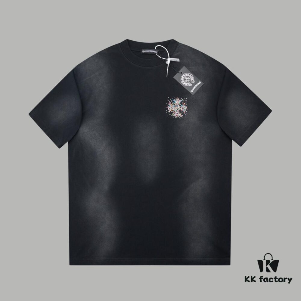 6931a37eccd8ab3d7af97baa Chrome Hearts CH 25SS Spring New Arrival Rhinestone Embellished Short Sleeve T-Shirt