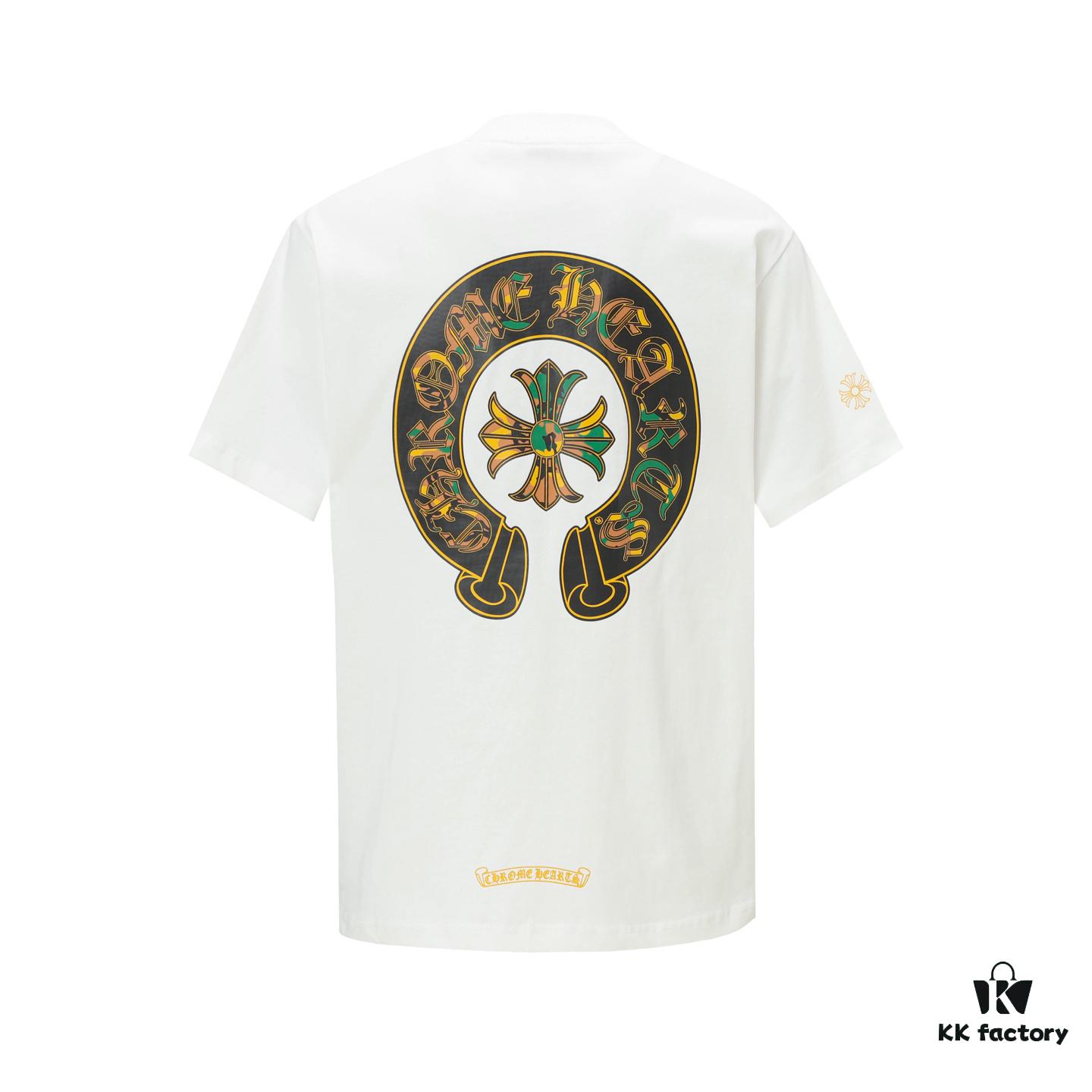 6931a383ccd8ab3d7af97c0b Chrome Hearts CH Cross Painted Horseshoe Short Sleeve T-Shirt