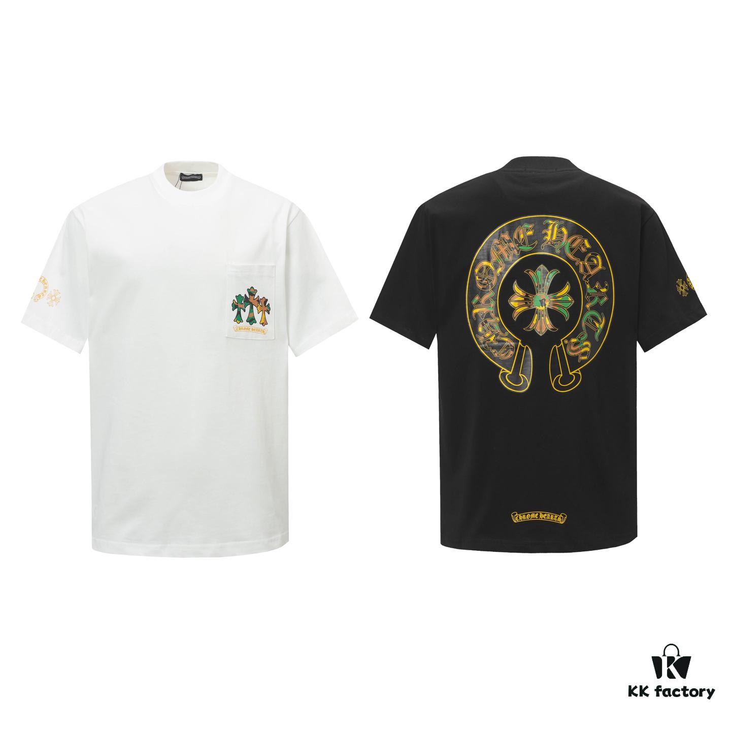 6931a384ccd8ab3d7af97c17 Chrome Hearts CH Cross Painted Horseshoe Short Sleeve T-Shirt
