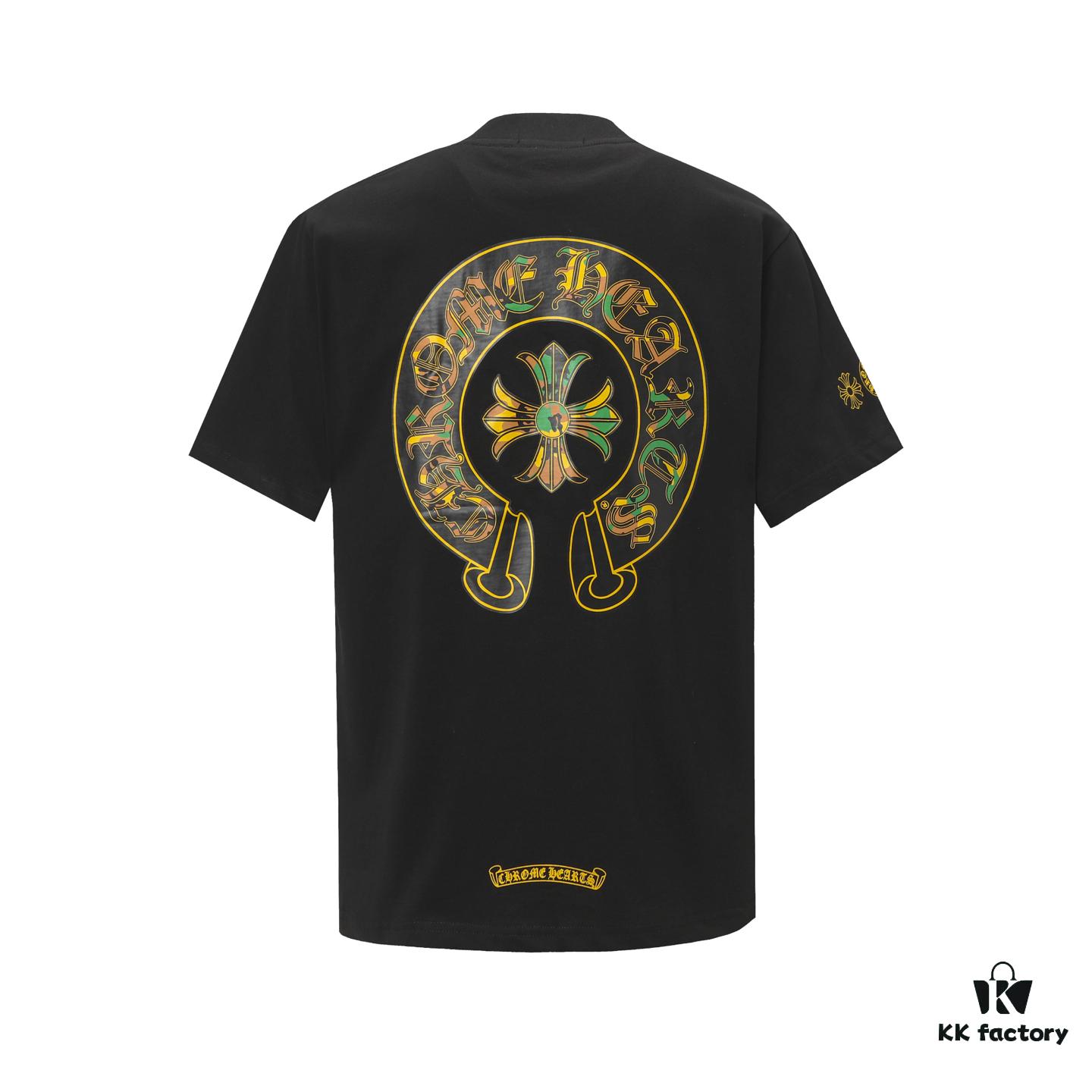 6931a384ccd8ab3d7af97c19 Chrome Hearts CH Horse Hoof Painted Cross Short-Sleeve T-Shirt