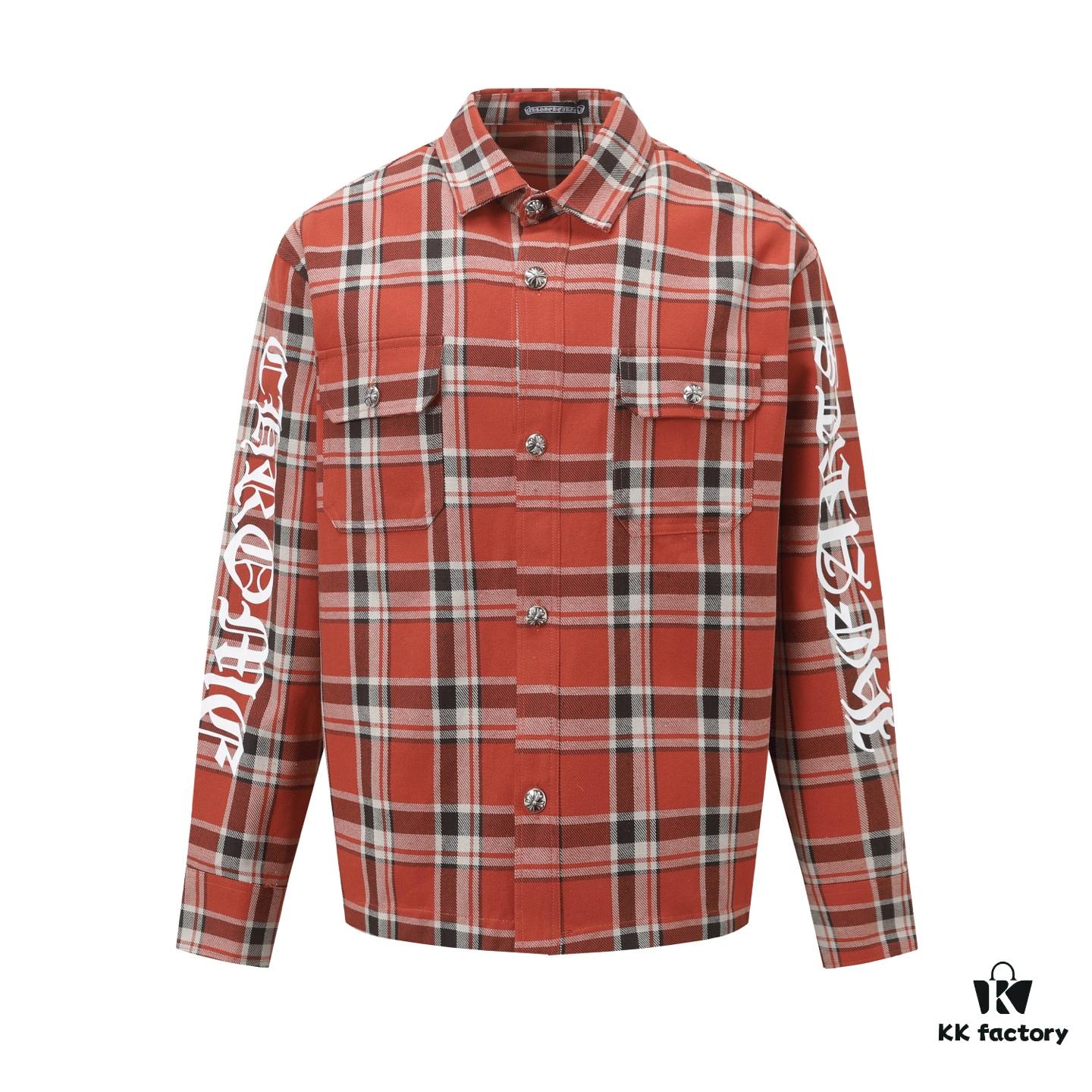 6931a389ccd8ab3d7af97c7c 24FW Chrome Hearts New Striped Plaid Patchwork Silver Button Cardigan Shirt