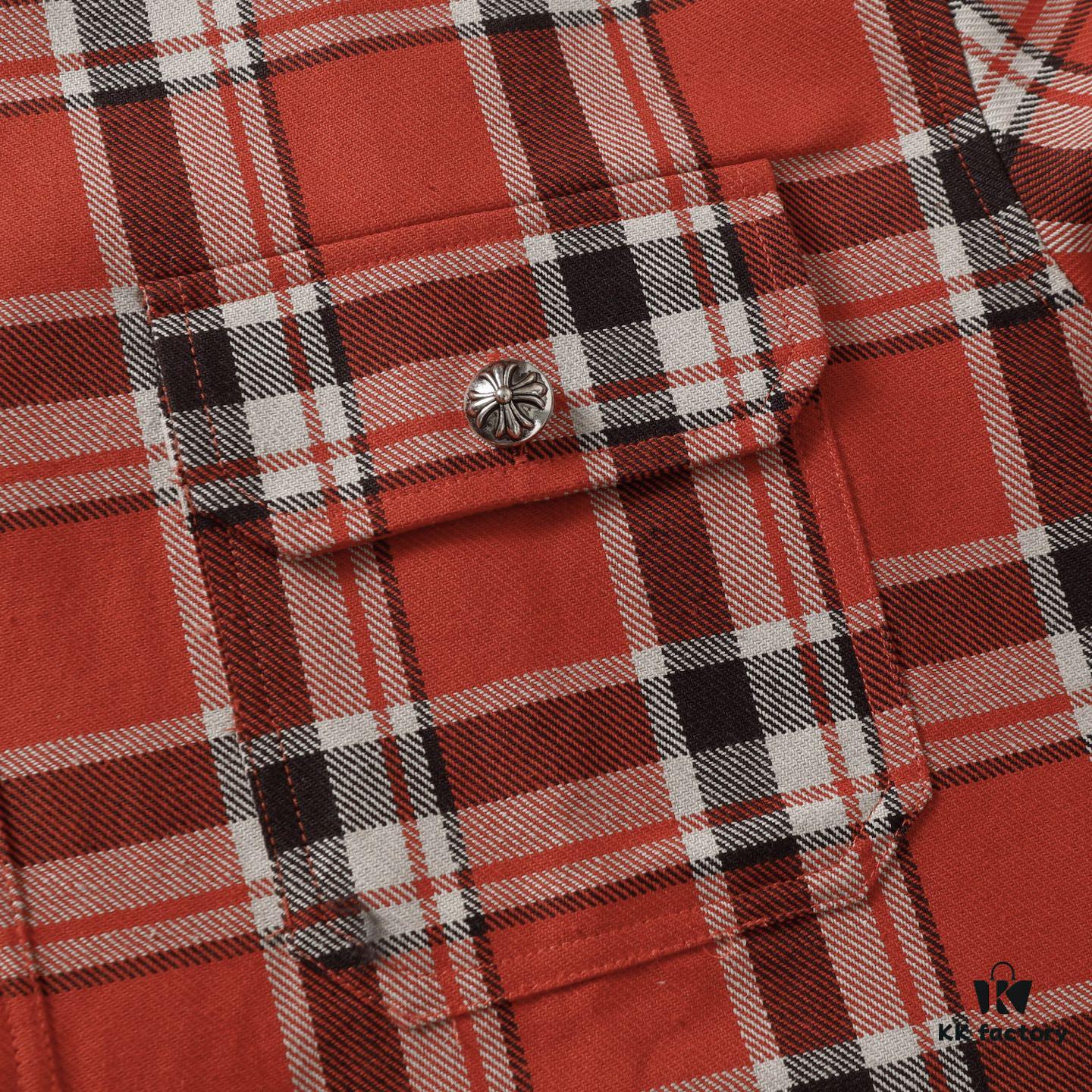 6931a389ccd8ab3d7af97c80 24FW Chrome Hearts New Striped Plaid Patchwork Silver Button Cardigan Shirt