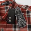 6931a389ccd8ab3d7af97c81 24FW Chrome Hearts New Striped Plaid Patchwork Silver Button Cardigan Shirt