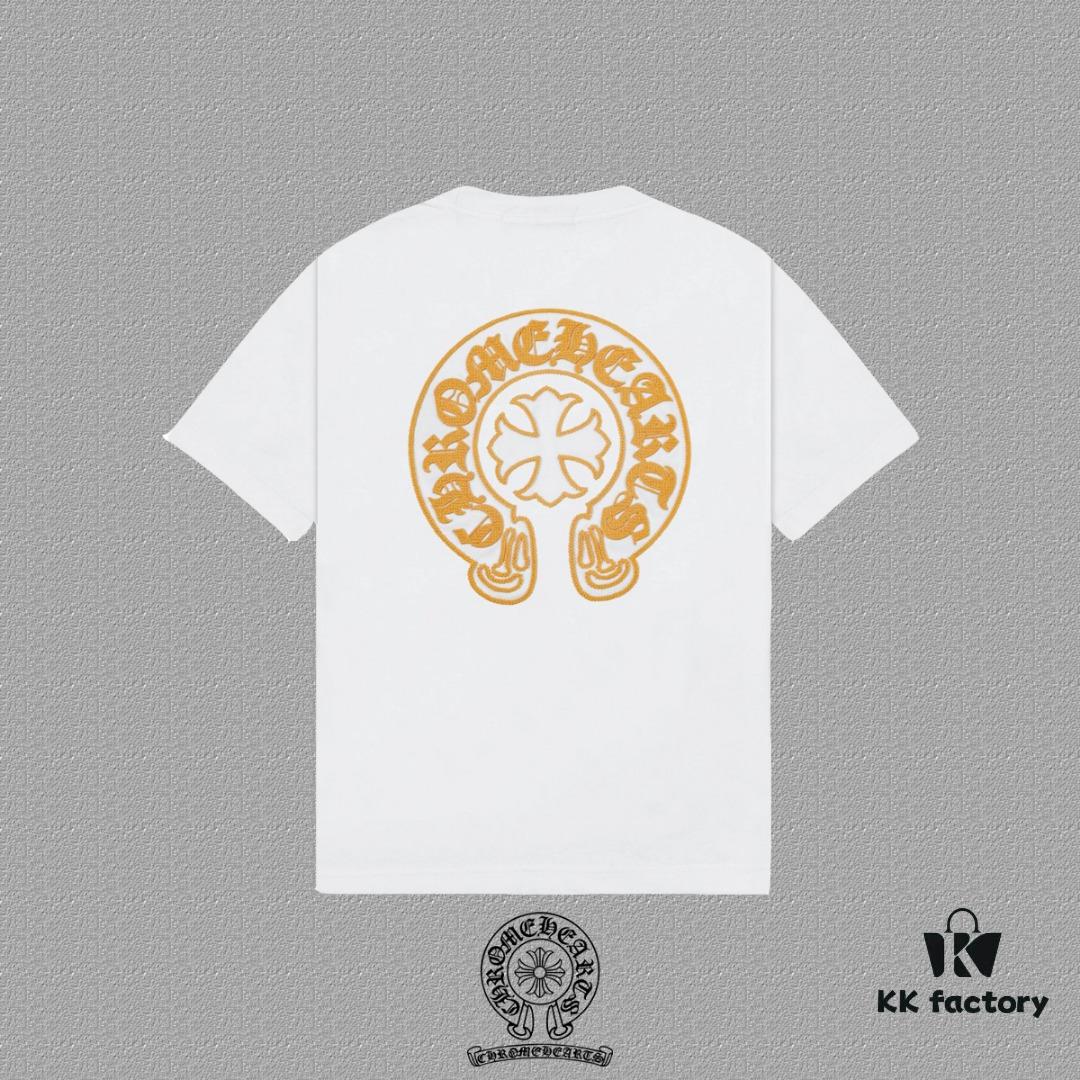 6931a38dccd8ab3d7af97ccc CH Chrome Hearts 2025FW Short Sleeve T-Shirt with Arched Bridge Embroidery and Hollow Stitching, Premium 26s Double Yarn 300g Fabric, Heavyweight Material with Custom Ribbed Knit Cuffs Dyed in Same Dye Lot, Full Triple Labeling, Unisex Design