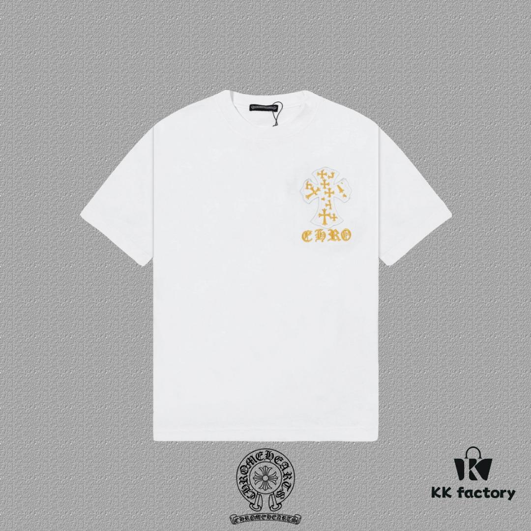 6931a38eccd8ab3d7af97ce0 CH Chrome Hearts 2025FW Short Sleeve T-Shirt with Applique Embroidery, Premium 26s Double Yarn 300g Fabric, Heavyweight Material, Custom Stretch Ribbing Dyed in Same Dye Batch, Complete Three-Label Set, Unisex Design