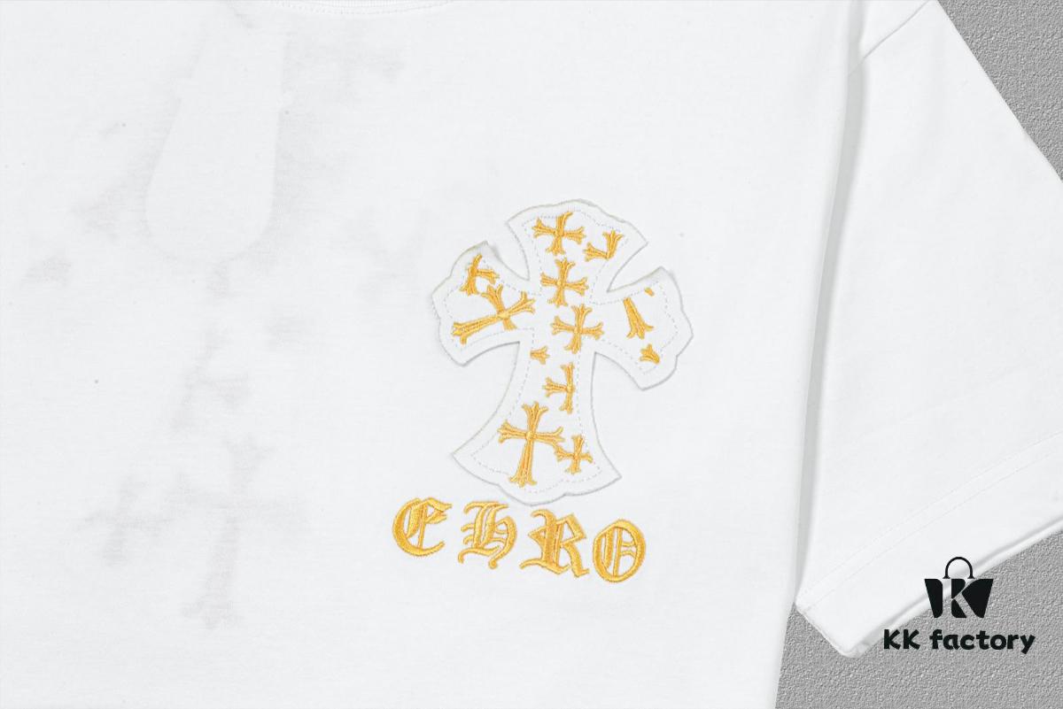6931a38fccd8ab3d7af97ce7 CH Chrome Hearts 2025FW Short Sleeve T-Shirt with Applique Embroidery, Premium 26s Double Yarn 300g Fabric, Heavyweight Material, Custom Stretch Ribbing Dyed in Same Dye Batch, Complete Three-Label Set, Unisex Design
