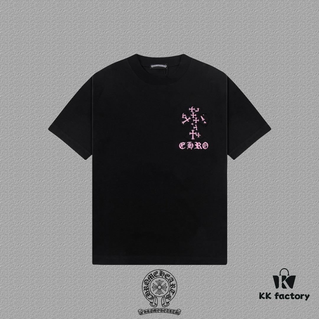 6931a38fccd8ab3d7af97cec CH Chrome Hearts 2025FW Short Sleeve T-Shirt with Applique Embroidery, Premium 26s Double Yarn 300g Fabric, Heavyweight Material, Custom Spandex Rib Knit Dyed Together, Complete Three Labels, Unisex Style