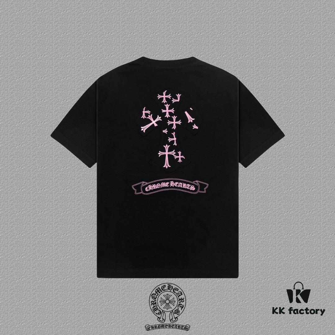 6931a38fccd8ab3d7af97ced CH Chrome Hearts 2025FW Short Sleeve T-Shirt with Applique Embroidery, Premium 26s Double Yarn 300g Fabric, Heavyweight Material, Custom Spandex Rib Knit Dyed Together, Complete Three Labels, Unisex Style