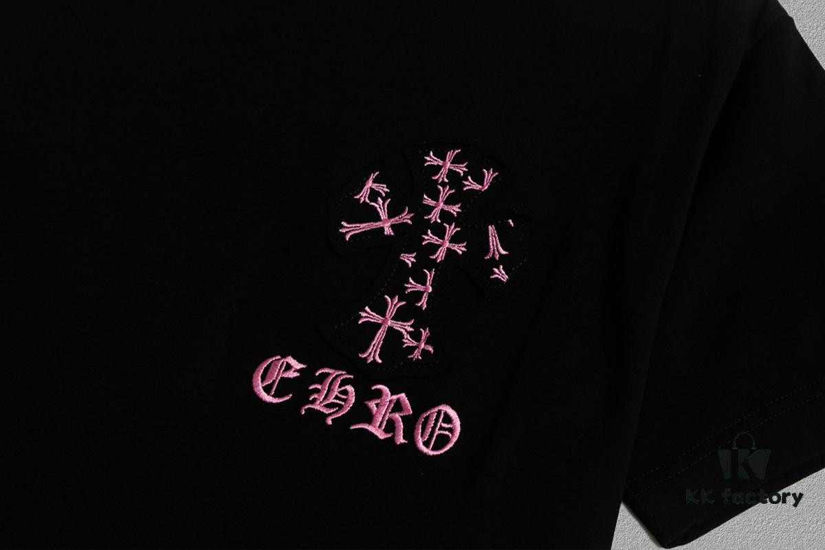 6931a38fccd8ab3d7af97cf2 CH Chrome Hearts 2025FW Short Sleeve T-Shirt with Applique Embroidery, Premium 26s Double Yarn 300g Fabric, Heavyweight Material, Custom Spandex Rib Knit Dyed Together, Complete Three Labels, Unisex Style