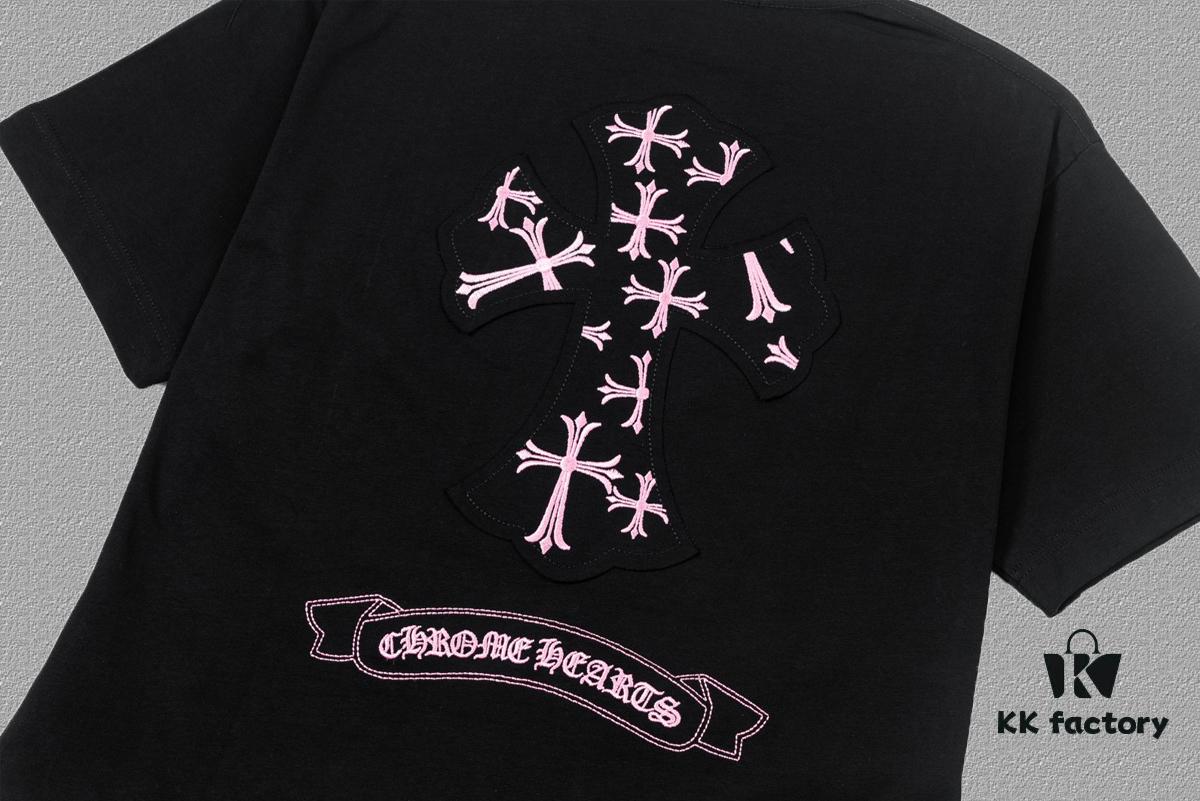 6931a390ccd8ab3d7af97cf5 CH Chrome Hearts 2025FW Short Sleeve T-Shirt with Applique Embroidery, Premium 26s Double Yarn 300g Fabric, Heavyweight Material, Custom Spandex Rib Knit Dyed Together, Complete Three Labels, Unisex Style
