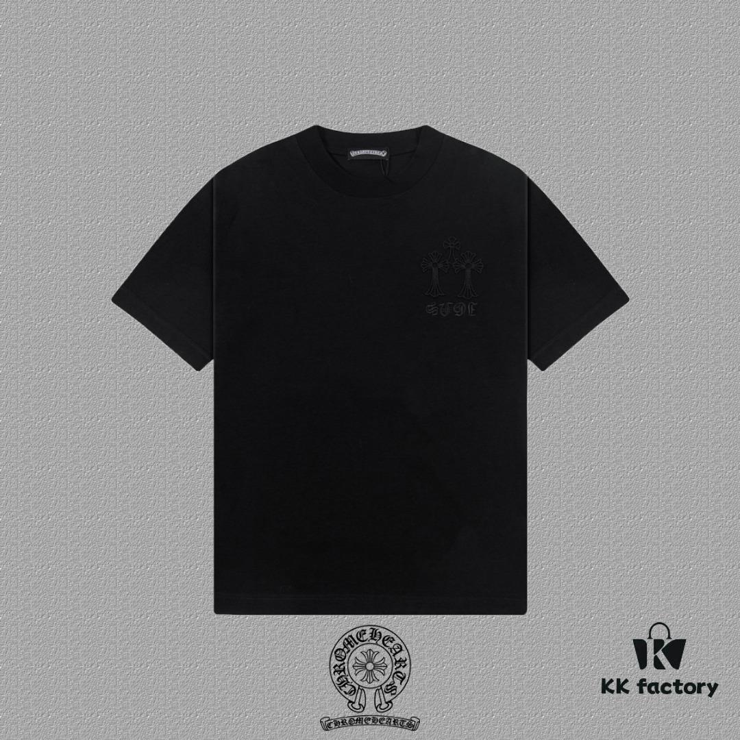 6931a390ccd8ab3d7af97d05 CH Chrome Hearts 2025FW Short Sleeve T-Shirt with Arch Bridge Embroidery, Premium 26s Double Yarn 300g Fabric, Heavyweight Material, Custom Ribbed Knit with Matching Dye, Complete Three Labels, Unisex Design