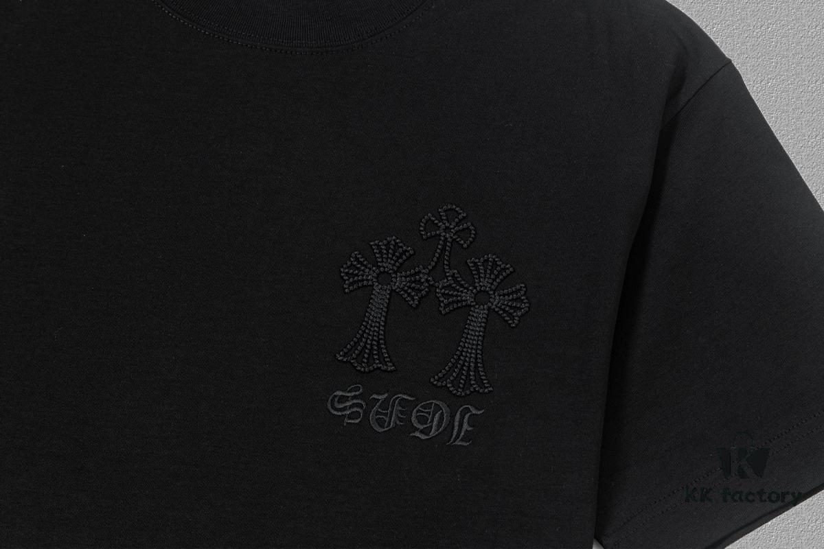 6931a391ccd8ab3d7af97d0b CH Chrome Hearts 2025FW Short Sleeve T-Shirt with Arch Bridge Embroidery, Premium 26s Double Yarn 300g Fabric, Heavyweight Material, Custom Ribbed Knit with Matching Dye, Complete Three Labels, Unisex Design