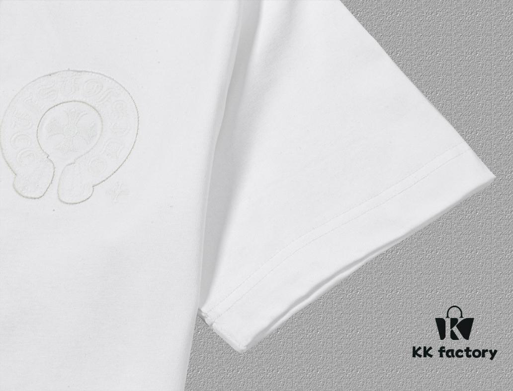 6931a391ccd8ab3d7af97d18 CH Chrome Hearts 2025FW Short Sleeve T-Shirt with Applique Embroidery, Premium 26s Double Yarn 300g Fabric, Heavyweight Material, Custom Spandex Rib Knit Dyed Together with Body, Three Labels Complete, Unisex Design
