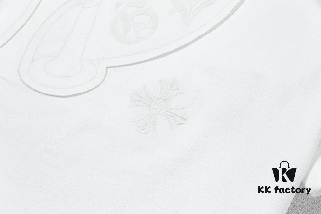 6931a392ccd8ab3d7af97d1e CH Chrome Hearts 2025FW Short Sleeve T-Shirt with Applique Embroidery, Premium 26s Double Yarn 300g Fabric, Heavyweight Material, Custom Spandex Rib Knit Dyed Together with Body, Three Labels Complete, Unisex Design