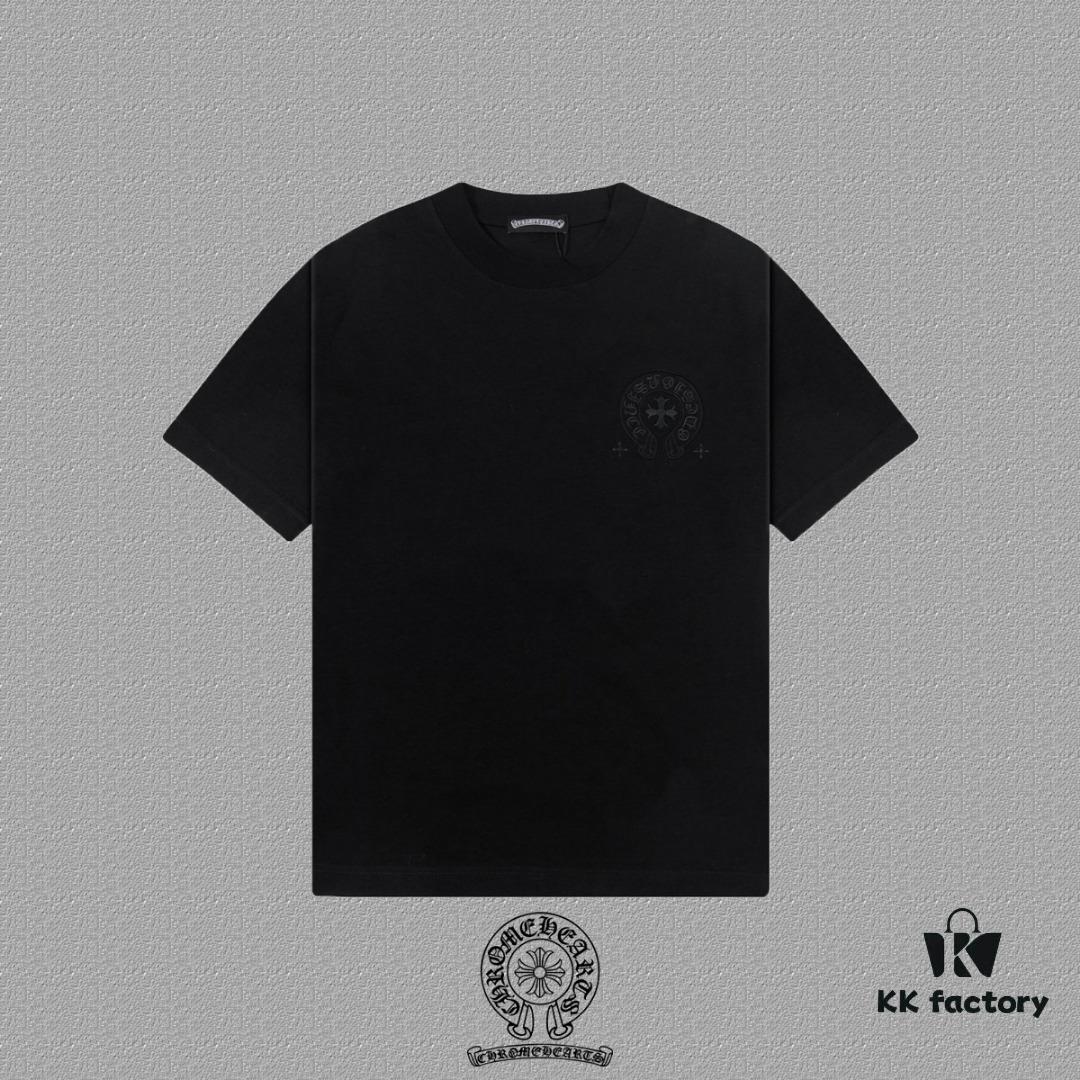 6931a392ccd8ab3d7af97d1f CH Chrome Hearts 2025FW Short Sleeve T-Shirt with Applique Embroidery, Premium 26s Double Yarn 300g Fabric, Heavyweight Material, Custom Lycra Ribbing Dyed in Same Dye Lot, Complete Three Labels, Unisex Design