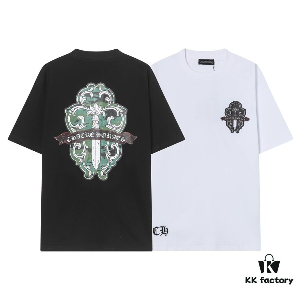 6931a394ccd8ab3d7af97d46 CH Crooked Heart 25SS Spring Collection Sanskrit 3D Embroidered Logo Heavyweight Washed Short Sleeve Round Neck T-Shirt Unisex