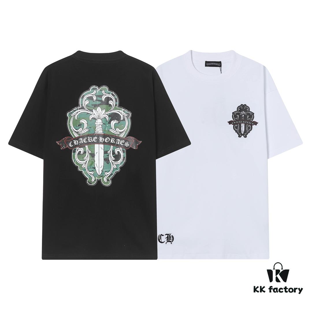 6931a394ccd8ab3d7af97d46 CH Crooked Heart 25SS Spring Collection Sanskrit 3D Embroidered Logo Heavyweight Washed Short Sleeve Round Neck T-Shirt Unisex