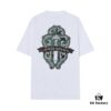 6931a394ccd8ab3d7af97d48 CH Crooked Heart 25SS Spring Collection Sanskrit 3D Embroidered Logo Heavyweight Washed Short Sleeve Round Neck T-Shirt Unisex