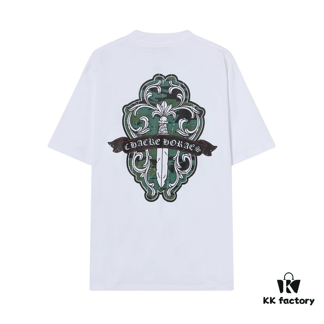 6931a394ccd8ab3d7af97d48 CH Crooked Heart 25SS Spring Collection Sanskrit 3D Embroidered Logo Heavyweight Washed Short Sleeve Round Neck T-Shirt Unisex