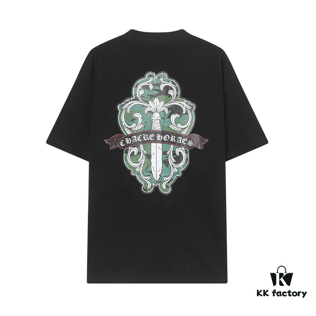 6931a394ccd8ab3d7af97d4a CH Crooked Heart 25SS Spring Collection Sanskrit 3D Embroidered Logo Heavyweight Washed Short Sleeve Round Neck T-Shirt Unisex