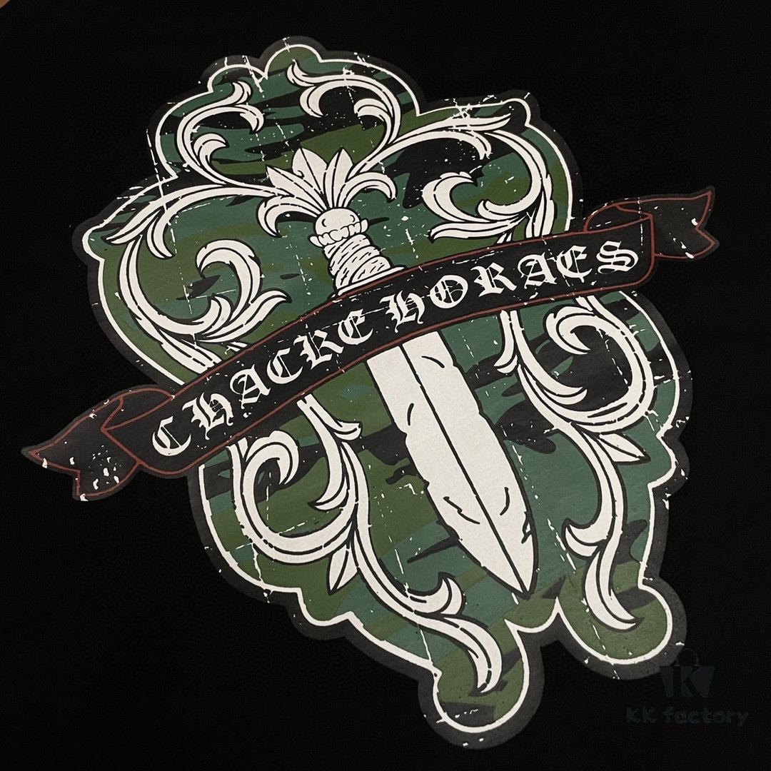 6931a394ccd8ab3d7af97d4e CH Crooked Heart 25SS Spring Collection Sanskrit 3D Embroidered Logo Heavyweight Washed Short Sleeve Round Neck T-Shirt Unisex